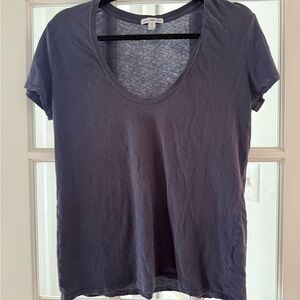 James Perse Navy Women's Scoop Neck Tee